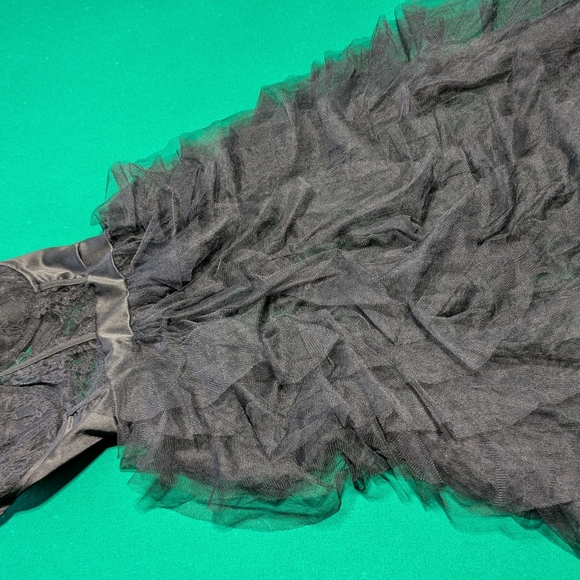 Elegant Black Strapless Gown with Sheer Overlay - Picture 10 of 14